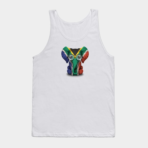 Baby Elephant with Glasses and South African Flag Tank Top by jeffbartels